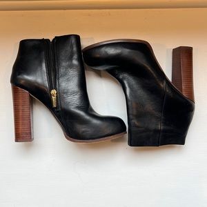 Vince Camuto Grenadine Stacked Wooden High Heel Leather Ankle Booties